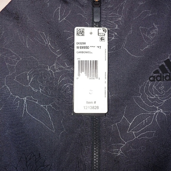 Adidas | Black Embossed Floral Track jacket - Picture 5 of 6